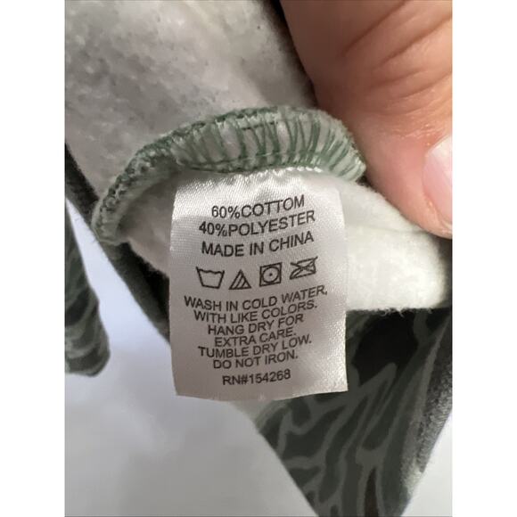 Burlebo Hoodie Mens Size Medium Green Retro Duck Camo Fleece Pullover - Picture 8 of 12